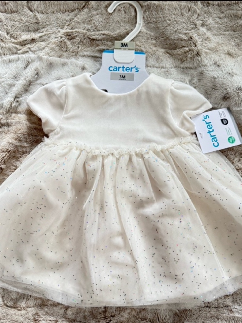 NWT Carter's Infant Velour Sparkle Tulle Dress